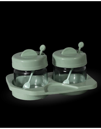 YERBERA + AZUCARERA MINI CON BASE Y CUCHARAS
